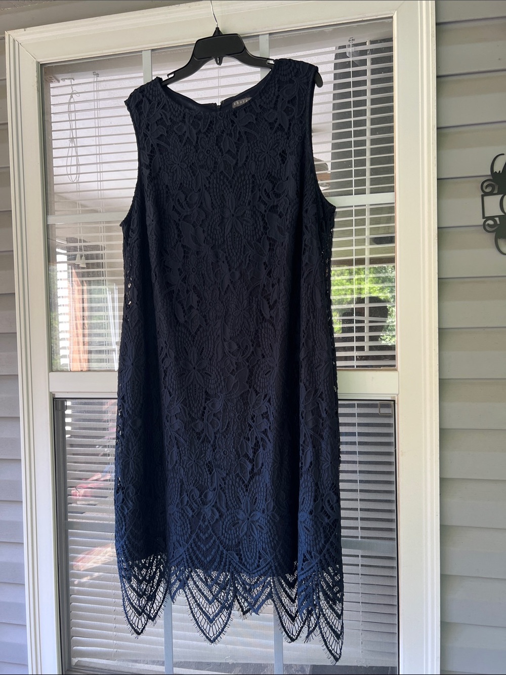 Sharagano Navy Lace Midi Dress